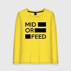 Лонгслив хлопковый женский Mid or feed, цвет: желтый