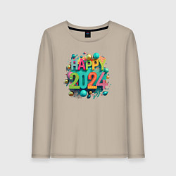 Лонгслив хлопковый женский Happy 2024, цвет: миндальный