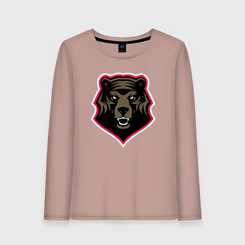 Женский лонгслив Bear head / Пыльно-розовый – фото 1
