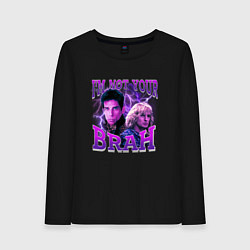 Лонгслив хлопковый женский Im not your brah, цвет: черный