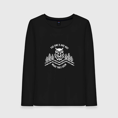 Женский лонгслив Совы не то чем они кажутся / Черный – фото 1