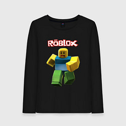 Лонгслив хлопковый женский Roblox бегущий персонаж, цвет: черный