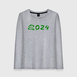 Лонгслив хлопковый женский Зеленый дракон 2024 деревянный, цвет: меланж