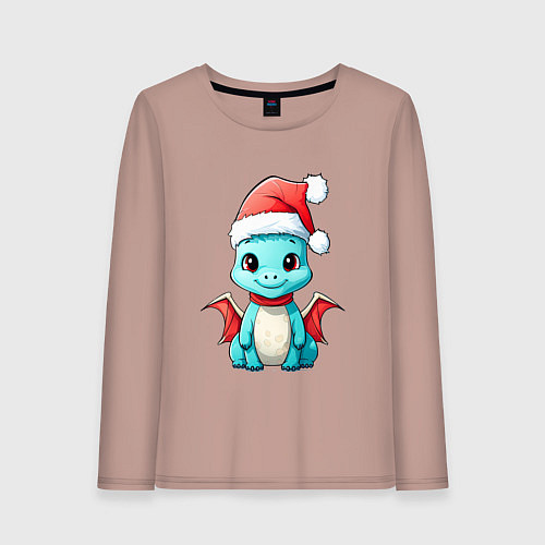 Женский лонгслив Дракончик новогодний / Пыльно-розовый – фото 1