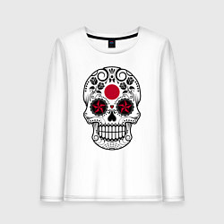 Лонгслив хлопковый женский Japan skull, цвет: белый