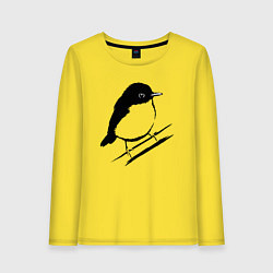 Лонгслив хлопковый женский Птенец трафарет, цвет: желтый