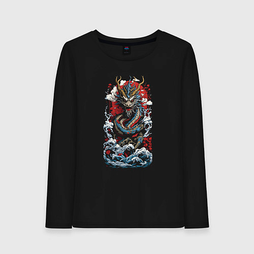 Женский лонгслив Дракон океана / Черный – фото 1