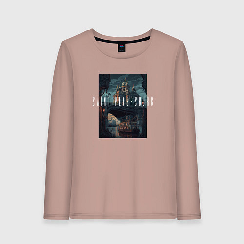 Женский лонгслив Мрачный Санкт-петербург / Пыльно-розовый – фото 1