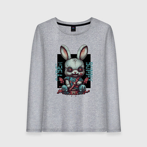 Женский лонгслив Киберпанк зайчик / Меланж – фото 1