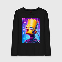 Лонгслив хлопковый женский Cyber Bart Simpson - ai art, цвет: черный