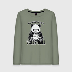 Лонгслив хлопковый женский Panda volleyball, цвет: авокадо