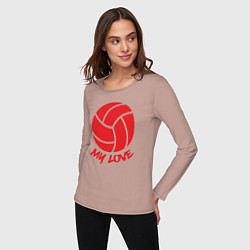 Лонгслив хлопковый женский Volleyball my love, цвет: пыльно-розовый — фото 2