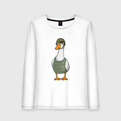 Лонгслив хлопковый женский Гусь воин, цвет: белый