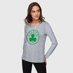 Лонгслив хлопковый женский Boston Celtics clover, цвет: меланж — фото 2