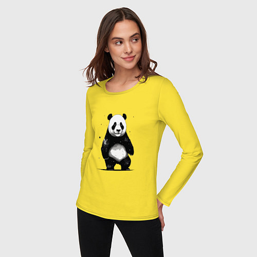 Женский лонгслив Панда стоит / Желтый – фото 3