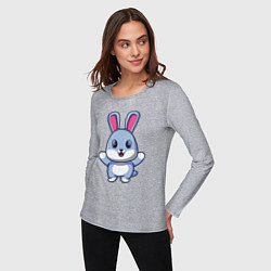 Лонгслив хлопковый женский Hello bunny, цвет: меланж — фото 2