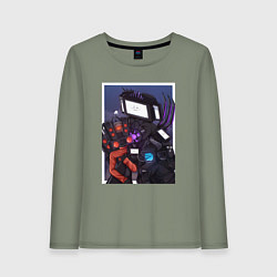 Лонгслив хлопковый женский ТВ Мен со Спикерменом и Камераменом, цвет: авокадо