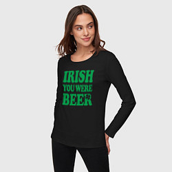 Лонгслив хлопковый женский Irish you were beer, цвет: черный — фото 2