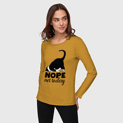 Лонгслив хлопковый женский Nope - not today, цвет: горчичный — фото 2