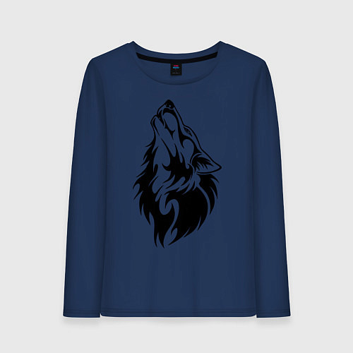 Женский лонгслив Воющий волк / Тёмно-синий – фото 1