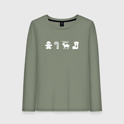 Лонгслив хлопковый женский New Year Pixel, цвет: авокадо
