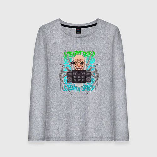 Женский лонгслив Скибиди Туалет учёный / Меланж – фото 1