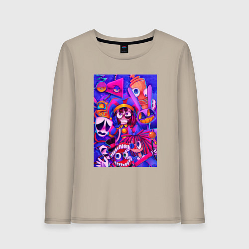 Женский лонгслив Удивительный цифровой цирк art / Миндальный – фото 1