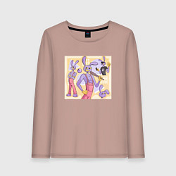 Лонгслив хлопковый женский Джекс Удивительный цифровой цирк, цвет: пыльно-розовый