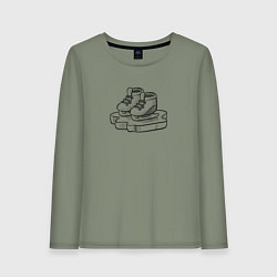 Лонгслив хлопковый женский Конечки, цвет: авокадо