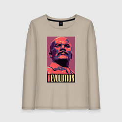 Лонгслив хлопковый женский Lenin revolution, цвет: миндальный