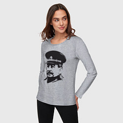 Лонгслив хлопковый женский Сталин в фуражке, цвет: меланж — фото 2