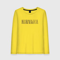 Лонгслив хлопковый женский Nirvana grunge text, цвет: желтый