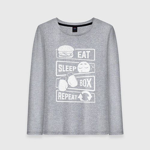 Женский лонгслив Еда сон бокс / Меланж – фото 1