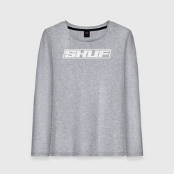 Лонгслив хлопковый женский Скуф белым, цвет: меланж