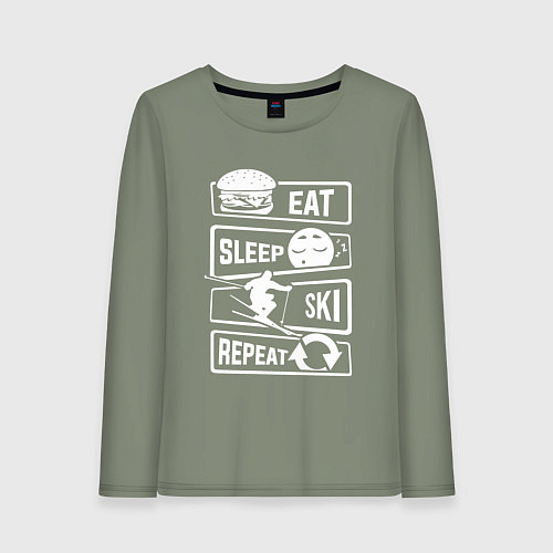 Женский лонгслив Еда сон лыжи / Авокадо – фото 1