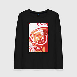 Лонгслив хлопковый женский Gagarin in red, цвет: черный