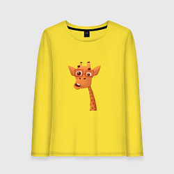 Лонгслив хлопковый женский Мультяшный жираф, цвет: желтый