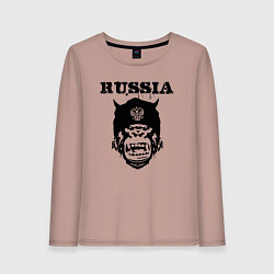 Лонгслив хлопковый женский Russian gorilla, цвет: пыльно-розовый