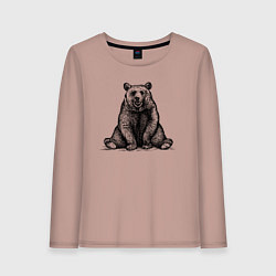 Лонгслив хлопковый женский Медведь веселый, цвет: пыльно-розовый