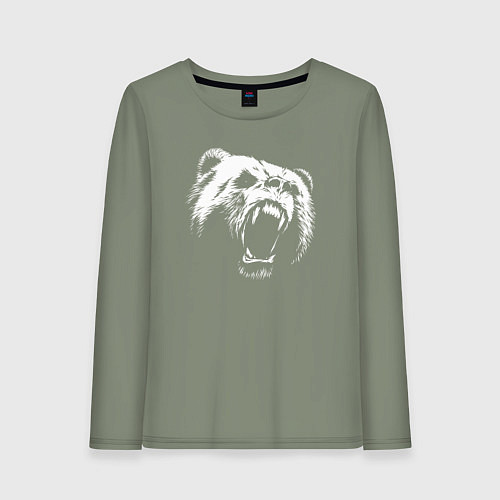 Женский лонгслив Медведь рычащий / Авокадо – фото 1