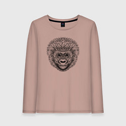 Лонгслив хлопковый женский Голова детеныша гориллы, цвет: пыльно-розовый