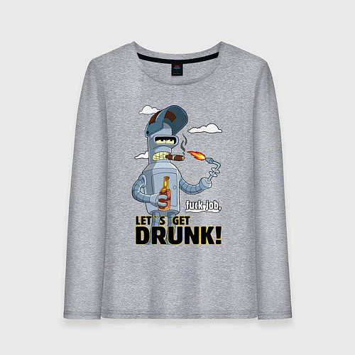 Женский лонгслив К черту работу - давайте выпьем / Меланж – фото 1