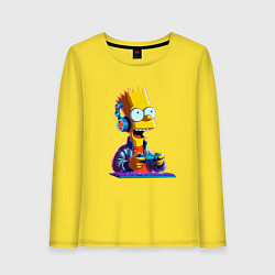 Лонгслив хлопковый женский Bart is an avid gamer, цвет: желтый
