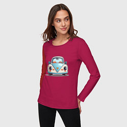 Лонгслив хлопковый женский Машинка, цвет: маджента — фото 2