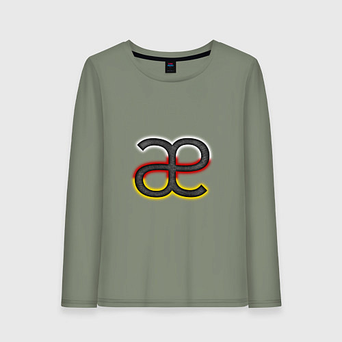 Женский лонгслив Буква осетинского алфавита с национальным триколор / Авокадо – фото 1