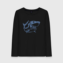 Лонгслив хлопковый женский Большая акула, цвет: черный