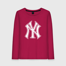 Лонгслив хлопковый женский New York yankees - baseball logo, цвет: маджента