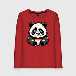 Лонгслив хлопковый женский Милая панда лежит, цвет: красный