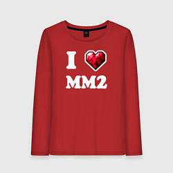 Женский лонгслив Я люблю мм2 Роблокс - I heart mm2 Roblox
