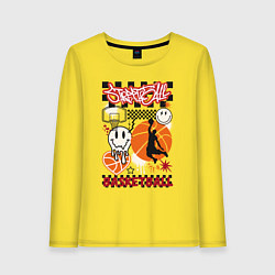 Лонгслив хлопковый женский Баскетбол - стритбол, цвет: желтый